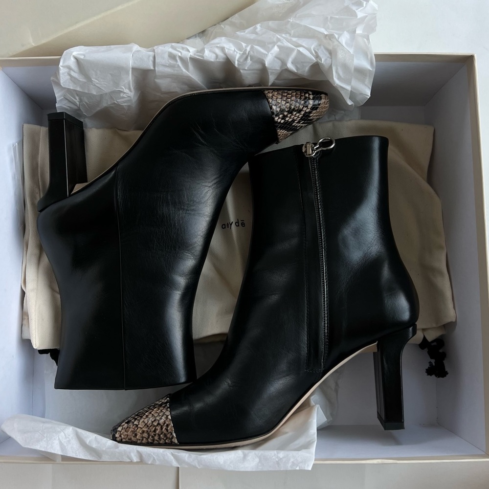 Aeyde Belle Snake-effect And Smooth Leather US9 Black like New - Picture 3 of 9